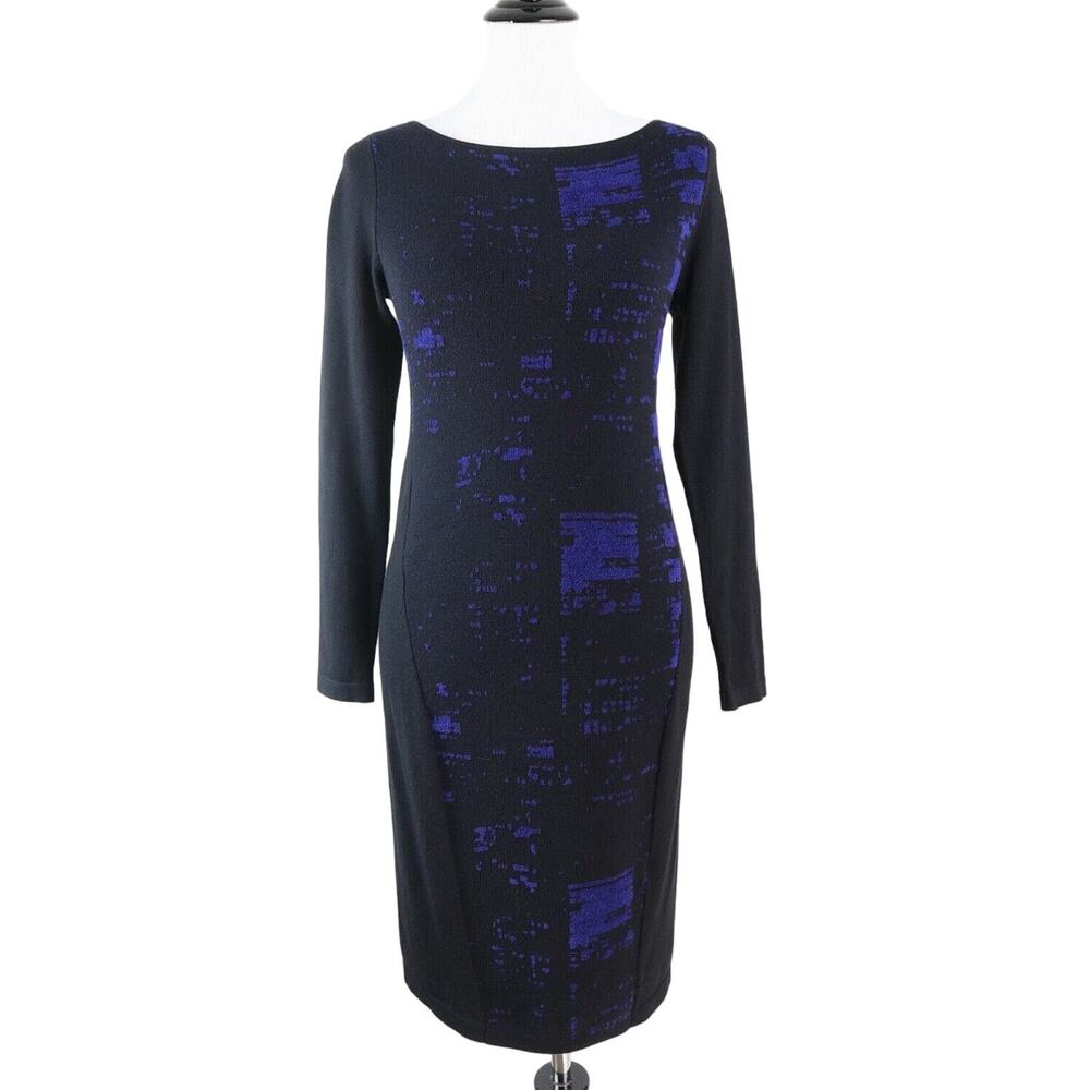 Elie Tahari for DesigNation Size S Chenille Knit Sheath Dress Black Blue